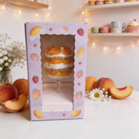 Vente directe d'usine, boîtes à cupcakes mini pliables personnalisées avec logo, recyclables, avec fenêtre transparente, papier couché, laminage mat