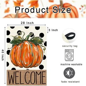 Rabusofa mùa thu bí ngô hai mặt 28x40 sân ngoài trời cờ Cỏ lớn màu cam <span class=keywords><strong>28</strong></span> "<span class=keywords><strong>x</strong></span> <span class=keywords><strong>40</strong></span>" chào đón mùa thu lễ Tạ ơn - Product Image 2