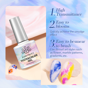 BORN PRETTY 10ml Gel <span class=keywords><strong>à</strong></span> <span class=keywords><strong>ongles</strong></span> transparent effet aquarelle, gel marbré pour nail art, manucure - Product Image 4
