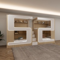 Lit simple en bois moderne de type capsule, OEM usine, avec rangement sécurisé, pour auberges de jeunesse, dortoirs d'appartements et hôtels