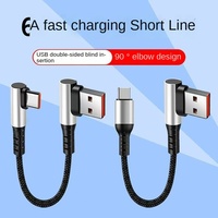 Kabel Pendek 2026 6a 0.25 0.5m 90 Derajat Elbow USB A Tipe C ke Tipe C, Kabel Pengisian Cepat, Kabel Data, Kabel Power Bank untuk 15
