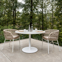 Ensemble table et chaises de jardin d'extérieur, pour cour, villa, espace de loisirs, balcon ouvert, chaises en rotin et alliage d'aluminium