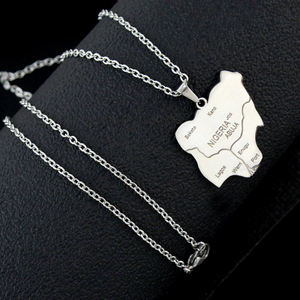Collares <span class=keywords><strong>con</strong></span> Colgante de <span class=keywords><strong>Mapa</strong></span> de Nigeria en Color Oro Acero, Mapas de África para Nigeros <span class=keywords><strong>con</strong></span> Nombre de Ciudad, Joyería Festiva para Usar <span class=keywords><strong>con</strong></span> Amigos - Product Image 6