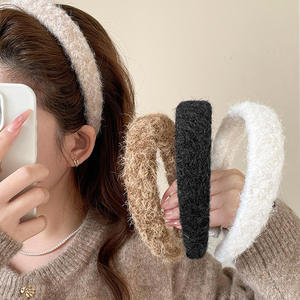 Nouveau bandeau large en peluche pour femmes, doux et uni, couleur unie - Product Image 1