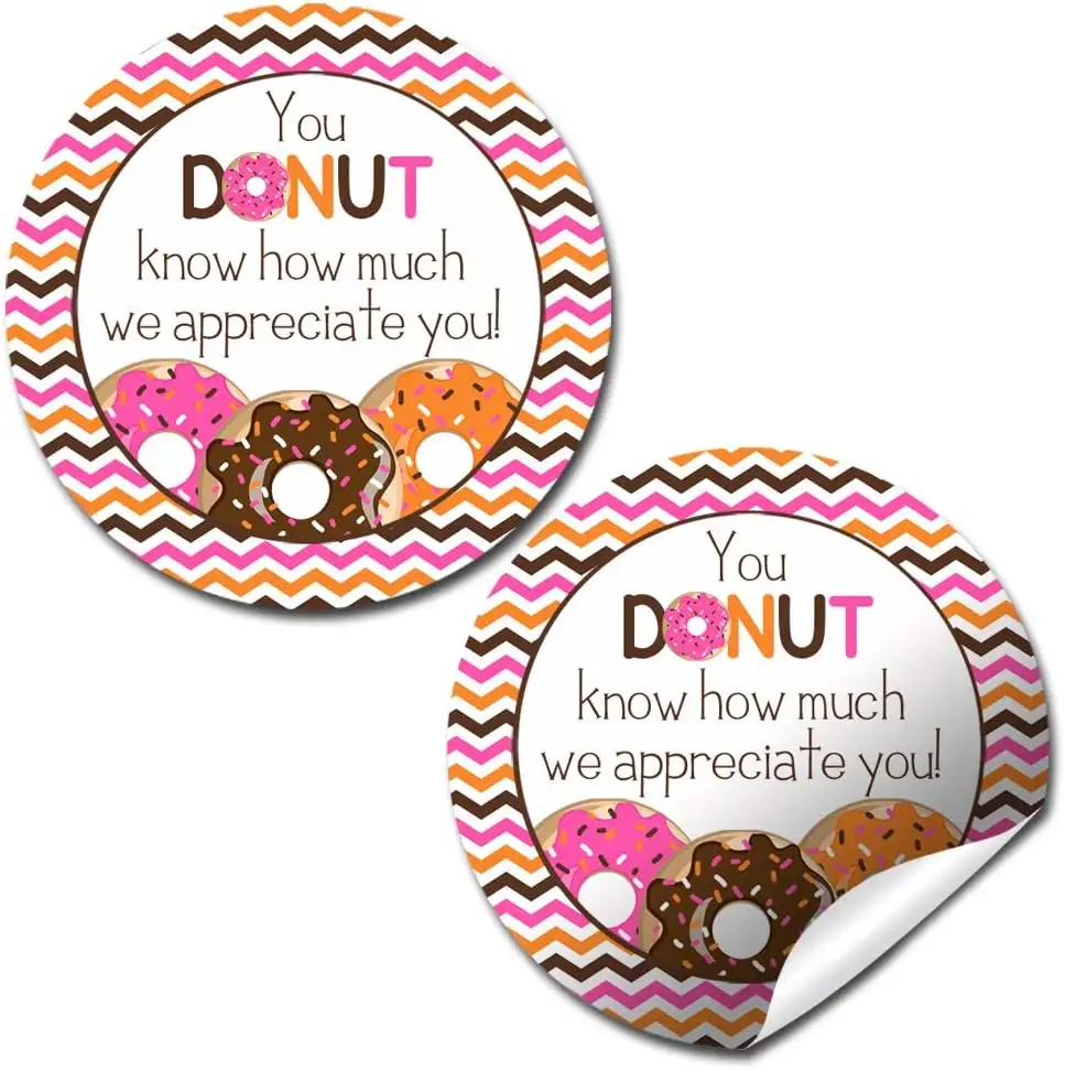 Donut Saber Quanto Nós Apreciamos Você Adesivos Obrigado Gift Bag Label Stamping Apreciação Adesivo Box Seal Sticker