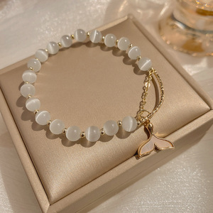 <span class=keywords><strong>Bracelet</strong></span> de perles œil de chat naturel avec pendentif papillon en cristal <span class=keywords><strong>clair</strong></span> de <span class=keywords><strong>lune</strong></span> Style unisexe classique pour cadeau - Product Image 6