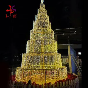 Umwelt freundliche Riesen-Glitzer-Dekoration im Freien Kuchen form Modellierung lichter Weihnachts baum PVC Led Light Municipal Weihnachts bäume