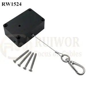 RUIWOR RW0624 Cuboid-Federkabel Schnurrückzug Plus-Stoppfunktion und Schlüsselhaken Drahtseilscheibe als gefesseltes Mechanismus