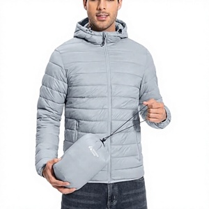 <b>Men's</b> Lightweight Packable Waterproof Winter Hooded Puffer <b>Jacket</b> with 100% <b>Down</b> <b>Fill</b> Casual Style and Storage Pouch - Product Image 1