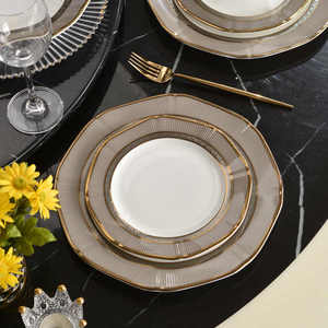 High Quality Control Bowl With Gold Rim Decorative Gold Ceramic Tableware <b>Set</b> Banquet Ceramic Tableware - Product Image 1