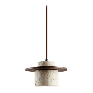 Suspension en pierre naturelle style rétro, abat-jour en terrazzo, taille moyenne, hauteur réglable, intensité variable, ampoule E27, fixation au <span class=keywords><strong>plafond</strong></span> - Product Image 1
