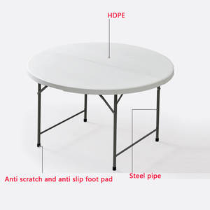 Popolare prodotto luce resina plastica bianco rotondo banchetto pieghevole festa di nozze decorazione tavolo - Product Image 4