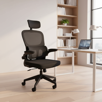 Chaise de bureau ergonomique de direction noire à dossier haut en maille avec support lombaire