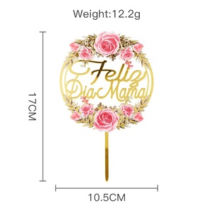 Adornos para Pastel Elegantes, Reutilizables y Ecológicos de Acrílico con Impresión UV en Español, Feliz Cumpleaños Mamá - Product Image 4