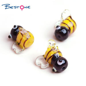 Bestone personalizado miniatura pequeño lindo Murano cristal miel abeja Animal estatuilla cuentas para joyería DIY - Product Image 2