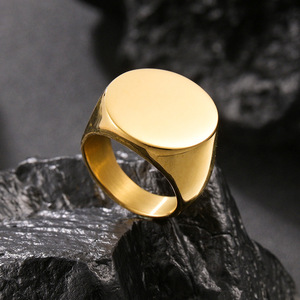 Anillos Redondos Estilo Punk de Alta Calidad, Personalizables con Grabado, Anillo de Sello de Acero Inoxidable para Hombre, Anillo Pulido Impermeable para Motociclistas - Product Image 3
