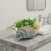 Grand pot en céramique en forme de coquillage avec texture spirale, glaçure réactive marron et bleue, décoration côtière, vente en gros