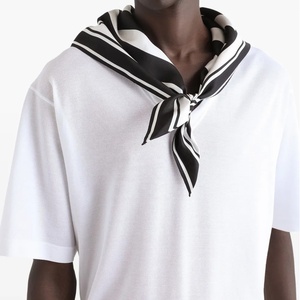 Logo personnalisé Sport Personnalisé Piqué Coton Soie Écharpe T-Shirt Fabricant Designer Blanc Luxe T-Shirt pour Hommes - Product Image 6