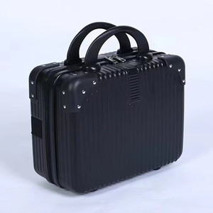 Mini Cosmetic Case 14-Inch ABS Portable Stripe Pattern Zipper Closure <b>Soft</b> Handle Travel Storage <b>Box</b> - Product Image 3
