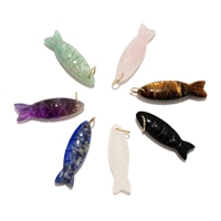 Pendentifs breloques en pierres précieuses mélangées (Onyx, Œil de tigre, Lapis-lazuli, Améthyste) en forme de poisson Koi pour la fabrication de bijoux, colliers et fournitures de loisirs créatifs DIY