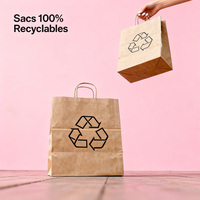 Sacs cadeaux en papier kraft brun imperméables avec poignées en corde de coton, impression sérigraphique, recyclables, fond carré, capacité 1 kg