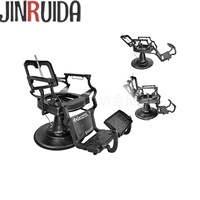 Fauteuil de Barbier Rétro de Luxe JINRUIDA, Chaise de Coiffure et de Rasage Pivotante, Réglable en Hauteur, Inclinable et Plate, Accessoires pour Chaise de Barbier