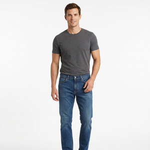 Jean en denim coupe droite, délavé, taille mi-haute, en coton, coupe classique, style décontracté, délavé à la pierre, pour l'automne - Product Image 2