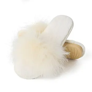 Women's Furry Slippers Slides Open Toe Fuzzy Fashion Fur Slippers Memory Foam Plush House Slippers Indoor New Styles