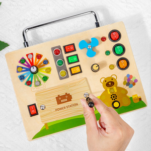 Tùy chỉnh bằng gỗ cảm giác ban LED ánh sáng chuyển đổi hoạt động đồ chơi du lịch học tập Trò chơi giáo dục bận rộn Hội Đồng Quản trị cho trẻ em trai cô gái - Product Image 3