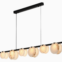 Lustre linéaire moderne en albâtre, marbre naturel, LED, pour salle à manger, îlot de cuisine, restaurant