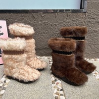 CEOX Nouvelles bottes de neige décontractées tendance pour femmes, bottes longues en fausse fourrure à la cheville, antidérapantes