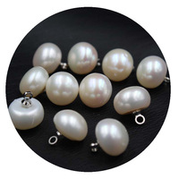 9mm Perles D'eau Douce Bouton Haute Brillance Naturel Blanc/Rose/Violet/Noir Perle Lâche Stud Perles pour Vêtements Sac Chaussures Décoration