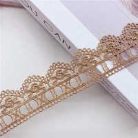 Dentelle française dorée à motifs de papillons, accessoires de vêtement, broderie informatique, soluble dans l'eau, broderie d'amour, demi-dentelle pour mariage