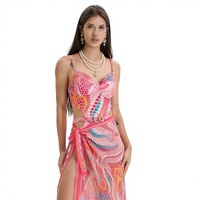 Vestido Halter Ligero de Poliéster Reciclado con Cintura Ajustable, Pareo de Playa Semitransparente para Mujer