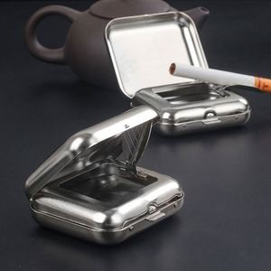 Cendrier de poche portable personnalisé avec logo, mini, en métal, à couvercle rabattable, pour activités promotionnelles - Product Image 4