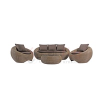 Meubles de table basse en forme de citrouille au design moderne, ensemble de canapés en osier pour le jardin avec cadre en métal