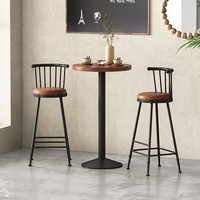 Tabouret de bar moderne en fer forgé avec dossier en cuir synthétique pour salon ou magasin de thé au lait/meubles de café