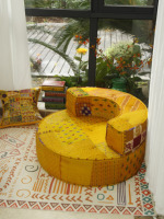 Canapé de sol importé d'Inde en bois, une place, style influenceur, style tatami, luxe léger, pour salon
