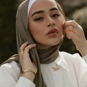Ngọc trai thoáng khí voan khăn quàng cổ hijab nóng bán mềm ánh sáng trọng lượng 100% polyester hồi giáo cô gái dân tộc phong cách chiếc khăn & khăn choàng - Product Image 4