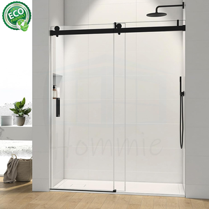 Portes de douche coulissantes en nickel brossé, verre nano facile à nettoyer, quincaillerie en acier inoxydable 304, glissement silencieux - Product Image 4