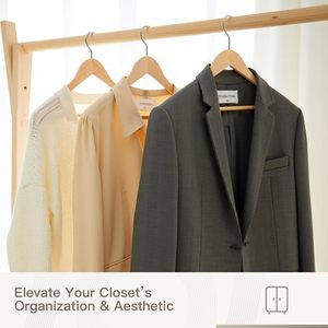 Paquete de 90 Perchas de Madera Resistentes, Perchas de Madera Maciza para Ropa con Barra para Pantalones, Gancho Giratorio de 360 Grados, Diseño Delgado y Duradero, con Logotipo - Product Image 6
