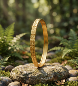 DIVYORO Bracelet plaqué or fait main pour femme, motif quadrillé texturé répété, style moderne et tendance - Product Image 3