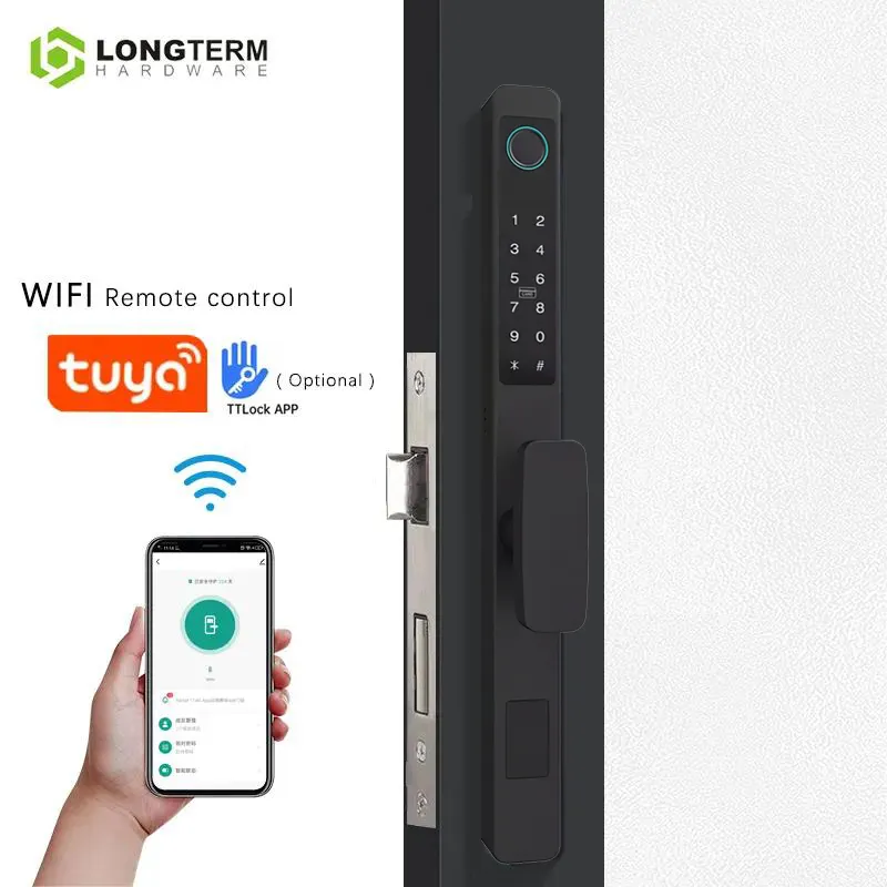 Sliding Glass Door Lock with Remote Control Tuya TTLOCK Wifi Fingerprint Digital Electronic Smart Door Lock for Front Door