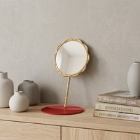 Miroir de table pliable en métal de style princesse européenne vintage avec poignée, miroir de maquillage compact portable pour coiffeuse et voyage
