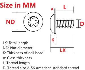 Американский зуб 2-56 из нержавеющей стали T6 Torx Винт складной нож Задний зажим винт - Product Image 3
