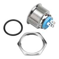 Interrupteur à bouton-poussoir momentané 1NO plat 22mm tête en métal IP67 étanche contrôle industriel 5A 250V CE RoHS LED