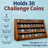 Présentoir à pièces de monnaie en bois à 3 niveaux, support de rangement pour médailles de collection, étagère de présentation réglable pour collection