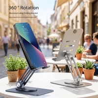 Support de téléphone pliable pour bureau, réglable en hauteur, en alliage d'aluminium, rotation à 360°, support de tablette pour le bureau, diffusion en direct, Handyhalterung