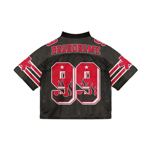 Maillot de football en mesh noir à motif flamme - T-shirt de football coupe ample avec imprimé flamme numéro 99 - Product Image 5