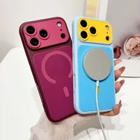 Étui de luxe magnétique à chargement sans fil en PC rigide + TPU et tissu Leathaire pour iPhone 17 Pro 16 15 Plus 14 13 12 18 Pro Max